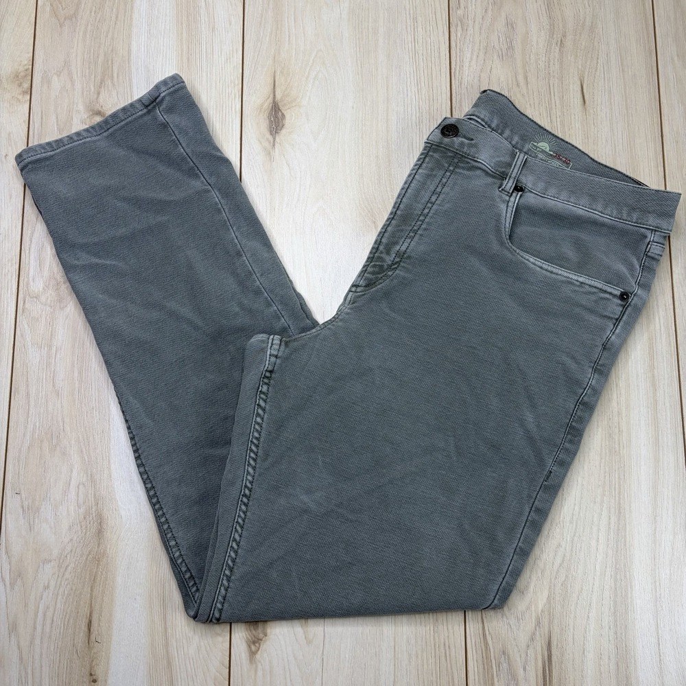 Faherty Stretch Terry 5 Pocket Pants Men's 35x30 Green Performance